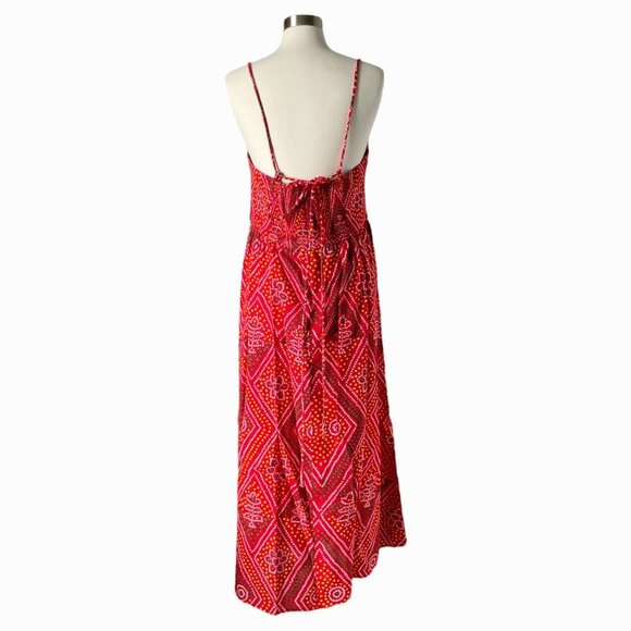 Alix of Bohemia Autumn Scarlett Bandani Dress XL Red Cotton Boho Maxi - Picture 6 of 10